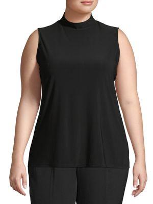Kasper Plus Mockneck Sleeveless Top