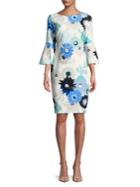 Calvin Klein Bell-sleeve Floral Sheath Dress