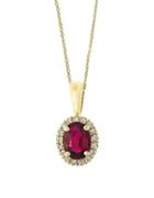 Effy Amore 0.07tcw Diamonds And 14k Yellow Gold Ruby Pendant Necklace