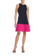 Eliza J Colorblocked Fit-and-flare Dress