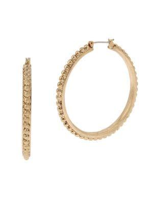 Robert Lee Morris Goldtone Bead Textured Hoop Earrings