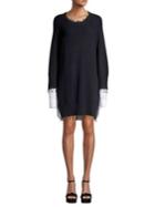 Caara Noor Long-sleeve Fringed Combo Dress