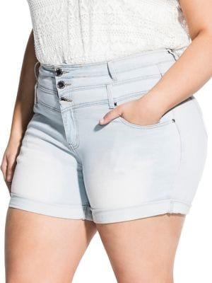 City Chic Plus Hi-waist Denim Shorts