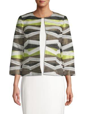Kasper Printed Open-front Jacket