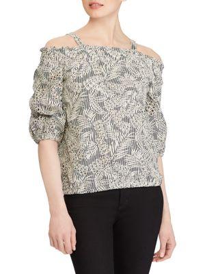 Lauren Ralph Lauren Tropical Eyelet Off-shoulder Top