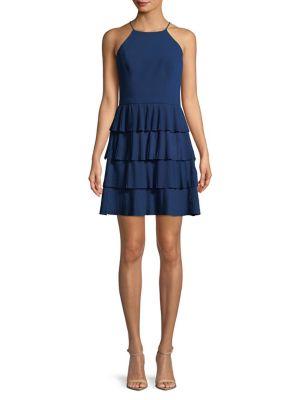 Aidan By Aidan Mattox Tiered Halter Dress