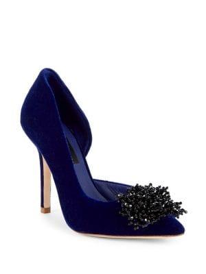 Donna Karan Dre Beaded Velvet Pumps