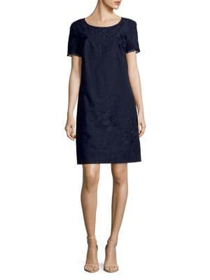 Karl Lagerfeld Paris Embroidered Cotton Sheath Dress