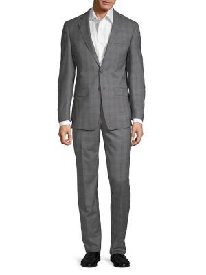 Calvin Klein Windowpane Plaid Wool Suit