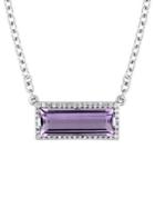 Sonatina Sterling Silver, Amethyst & White Sapphire Halo Pendant Necklace