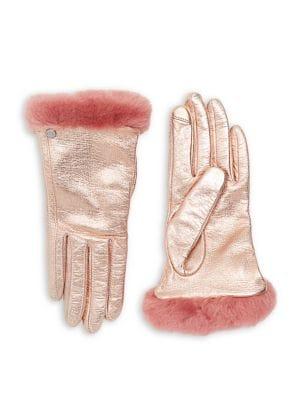 Ugg Shearling And Leather Tech Shorty Gloves