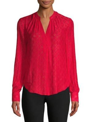 Lord & Taylor Charlotte Diamond Jacquard Blouse