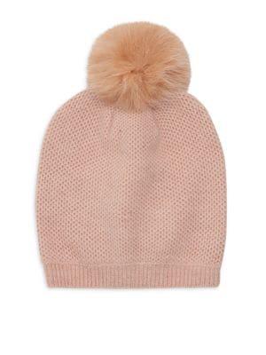 Portolano Fox Fur Pom Cashmere Beanie
