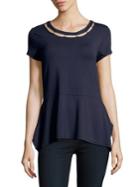 Ivanka Trump Cut-out Faux Pearl Top