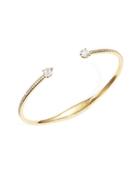 Nadri Cubic Zirconia Hinged Bangle Bracelet, Goldtone