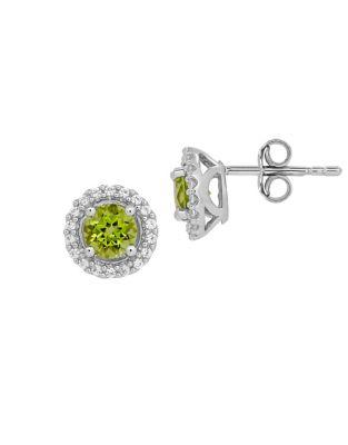 Lord & Taylor Peridot, White Topaz And Sterling Silver Earrings