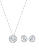 Swarovski Crystal And Pear Accented Crystal Pendant And Postback Earrings Set