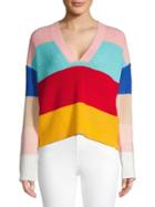 Fate V-neck Rainbow Knit Sweater
