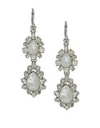 Marchesa Rhodium, Opal, Silver-plated Double Drop Earrings