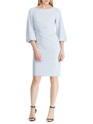 Lauren Ralph Lauren Petite Ruched Crepe Puffed Sleeve Dress