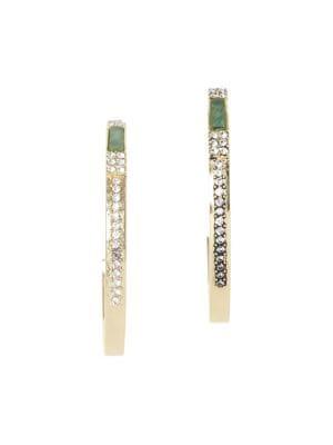 Sole Society 12k Goldtone, Green Aventurine & Crystal C-hoop Earrings