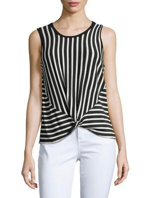 Design Lab Lord & Taylor Stripe Knot-hem Top