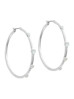 Lucky Brand Silvertone And Mother-of-pearl Hoop Earrings