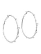Lucky Brand Silvertone And Mother-of-pearl Hoop Earrings