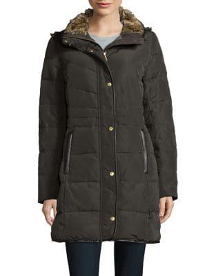 Cole Haan Signature Faux Fur-trim Quilted Coat
