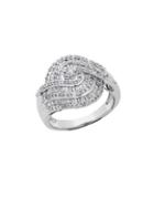 Lord & Taylor Sterling Silver, 1tcw White Diamond Bypass Ring