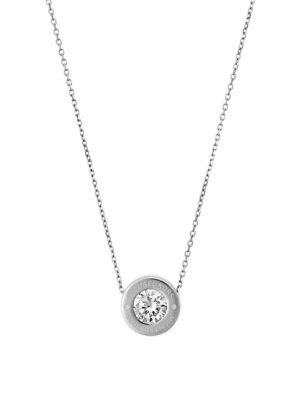 Michael Kors Brilliance Logo Pendant Necklace/silvertone
