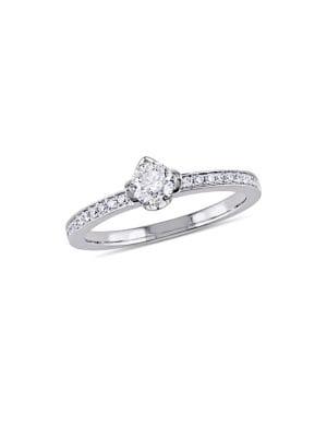 Sonatina 14k White Gold & 0.5 Tcw Diamond Raised Floral Engagement Ring With Marquise Design Gallery