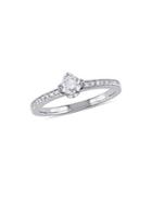 Sonatina 14k White Gold & 0.5 Tcw Diamond Raised Floral Engagement Ring With Marquise Design Gallery