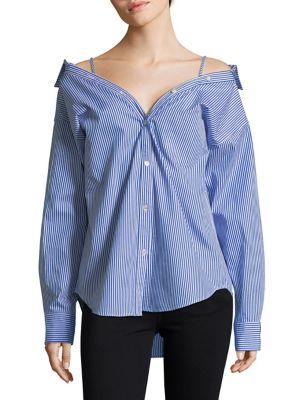 Caara Show Off Your Shoulders Pinstripe Shirt