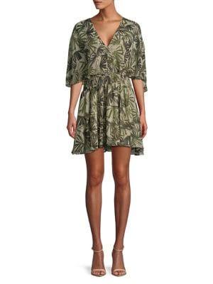 H Halston Ruched Palm Dress