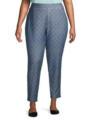 Michael Kors Plus Printed Cotton-blend Pants