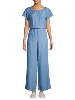 H Halston Chambray Blouson Jumpsuit