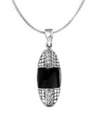 Lord & Taylor 925 Sterling Silver & Onyx Beaded Oval Pendant