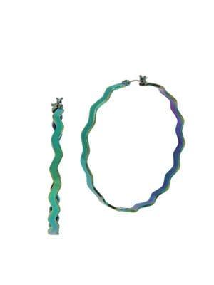 Bcbgeneration Rainbow Zig Zag Large Hoop Earrings