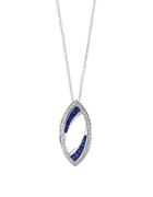 Effy Royale Bleu Diamonds, Sapphire And 14k White Gold Cutout Pendant Necklace