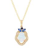 Lord & Taylor Opal, Sapphire, Diamond 14k Yellow Gold Necklace