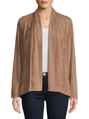 H Halston Faux-suede Open Jacket