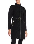 Vince Camuto Wool Blend Zip Front Belted Coat