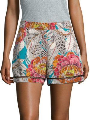 Trina Turk Bubbly Floral-print Silk Shorts