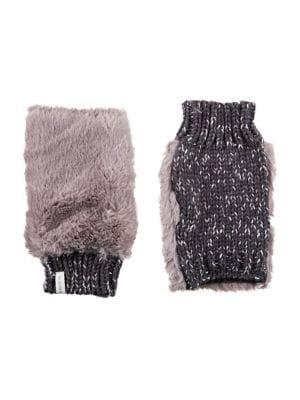 Isotoner Faux Fur-trimmed Knit Fingerless Gloves
