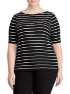 Lauren Ralph Lauren Plus Striped Cotton Boatneck T-shirt