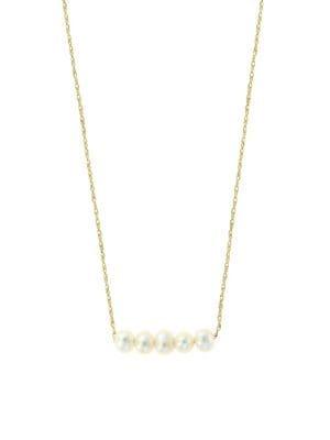 Effy 14k Yellow Gold & 3.5mm White Pearl Pendant Necklace
