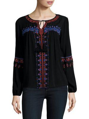 Lord & Taylor Embroidered Long-sleeve Top