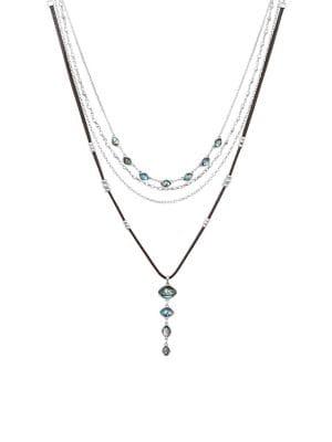 Lucky Brand Silvertone Abalone 3-layer Necklace