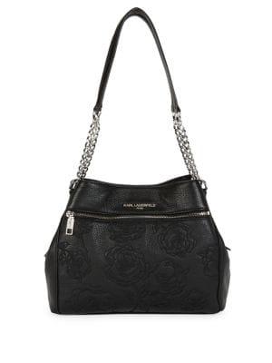 Karl Lagerfeld Paris Floral Leather Hobo Bag